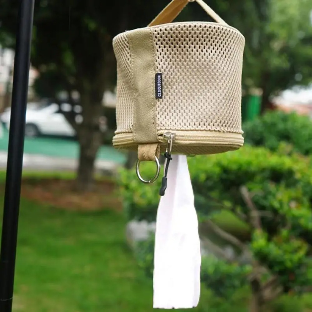 Camping Cooking Utensil Holder - Outdoor Camping เนื้อเยื่อม้วนกระดาษเก็บกระเป๋า Hook ผู้ถือเนื้อเยื่อแบบพกพาเต็นท์แขวนผู้ถือผ้าเช็ดปาก Camping
