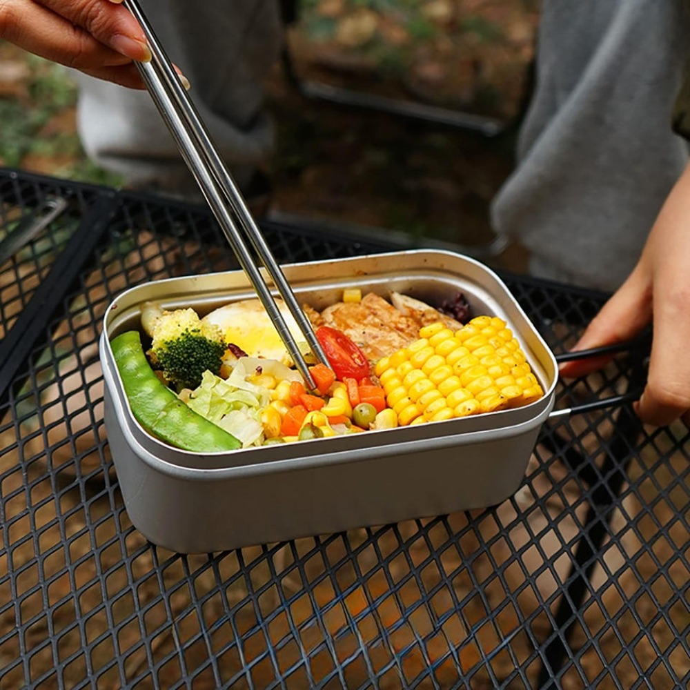Camping Cooking Kitchen - ชุดอุปกรณ์บนโต๊ะอาหารน้ำหนักเบา ชุดเครื่องครัวสำหรับตั้งแคมป์ กล่องอาหารกลางวัน หม้อหุงต้ม อุปกรณ์ปิกนิก ชุดช้อนส้อมกลางแจ้ง