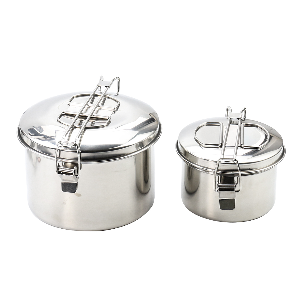 Camping Hanging Cooking Pot - หม้อแขวนสแตนเลสสำหรับตั้งแคมป์พร้อมฝาปิด เครื่องครัวพกพาสำหรับทำอาหารนอกบ้าน ปิกนิก ต้มซุป กาแฟ ต้มน้ำ