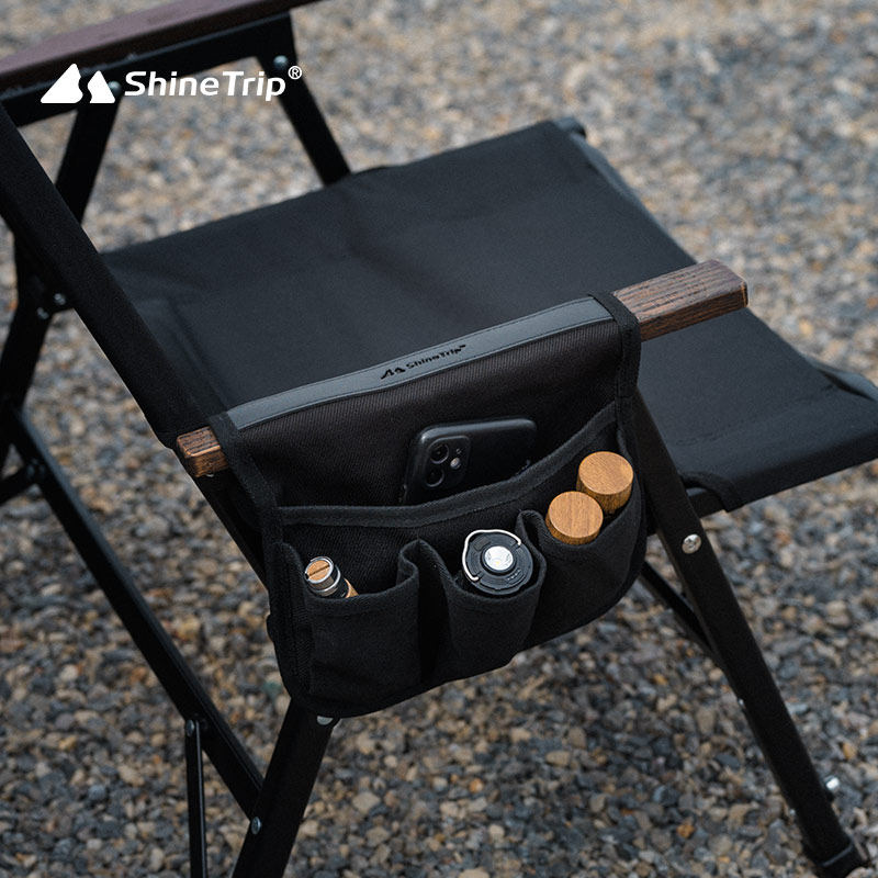 Camping Cooking Utensil Holder - กระเป๋าเก็บของอเนกประสงค์แบบพกพาสำหรับเก้าอี้ตั้งแคมป์ ShineTrip พร้อมที่วางแขนและกระเป๋าแขวนข้างเก้าอี้ตกปลา