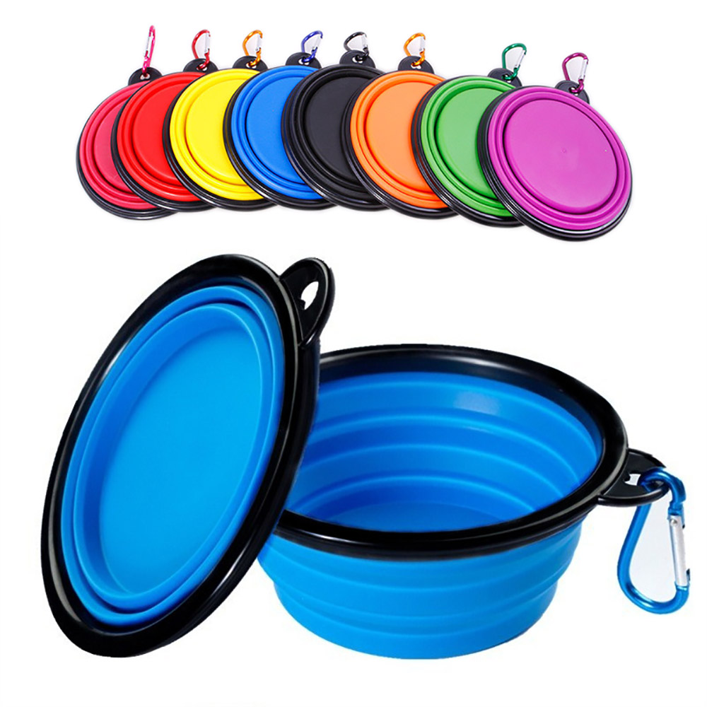 Camping Cooking Bowl - ชามอาหารและน้ำสำหรับสัตว์เลี้ยงแบบพับได้ ทำจากซิลิโคน พกพาสะดวกสำหรับการเดินทาง แคมป์ปิ้งกลางแจ้ง พร้อมคาราไบเนอร์