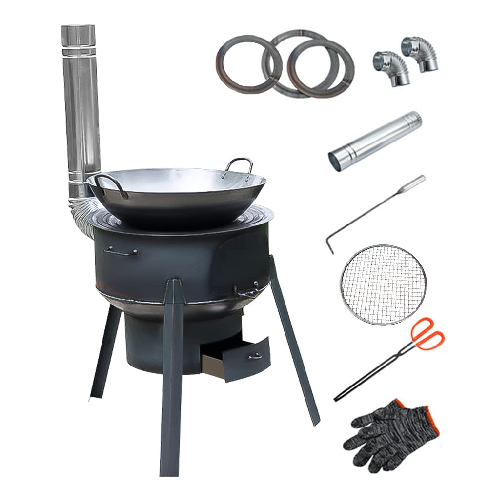 Camping Cooking Hot Plate - เตาทำอาหารกลางแจ้งถอดออกได้แบบพกพา43ซม. เตาฟืนตั้งแคมป์แบบเคลื่อนย้ายได้เตาไม้สำหรับบาร์บีคิวปิกนิกการทำอาหารร้อน