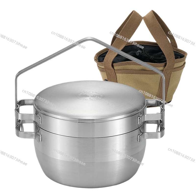 Camping Hanging Cooking Pot - หม้อสแตนเลส DO-25 หนาพิเศษ สำหรับใช้งานกลางแจ้ง หม้อแขวน หม้อตุ๋น