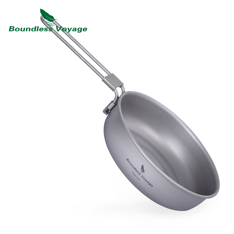 Camping Cooking Griddle - Boundless Voyage Ultra-Light ไทเทเนียมกระทะกับจับพับกลางแจ้ง Camping Skillet