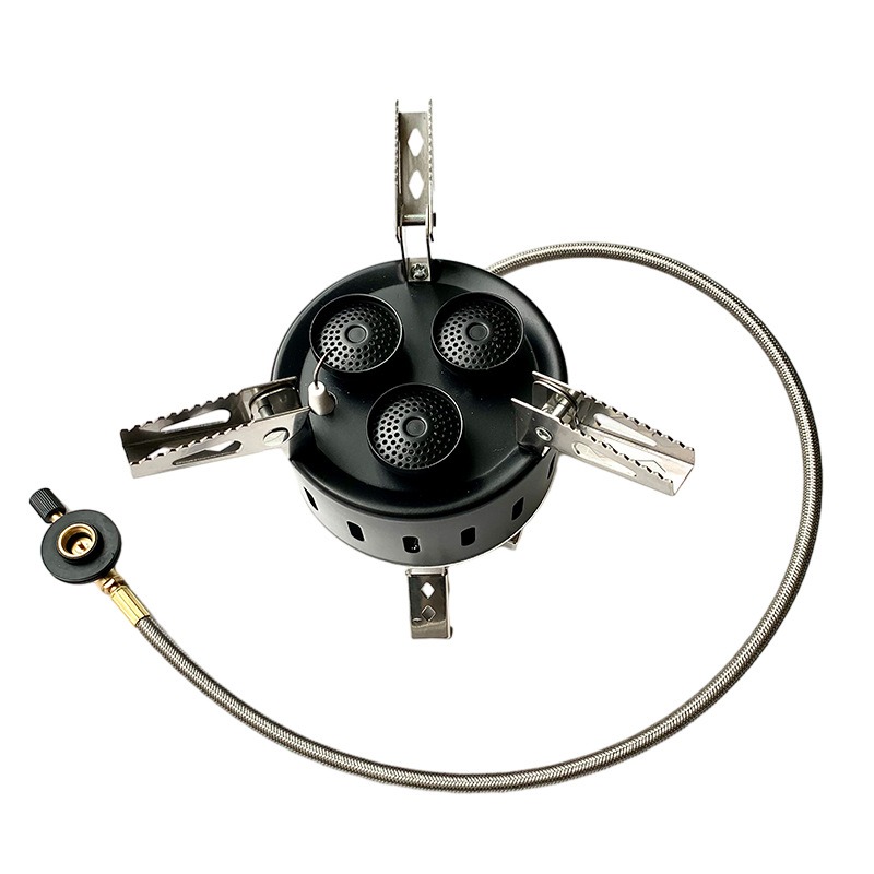 Camping Cooking Gas Stove Portable Tool - เตาแก๊สปิคนิคแบบพกพา 3 หัวเตา กันลม ใช้แก๊สบิวเทน พับเก็บได้