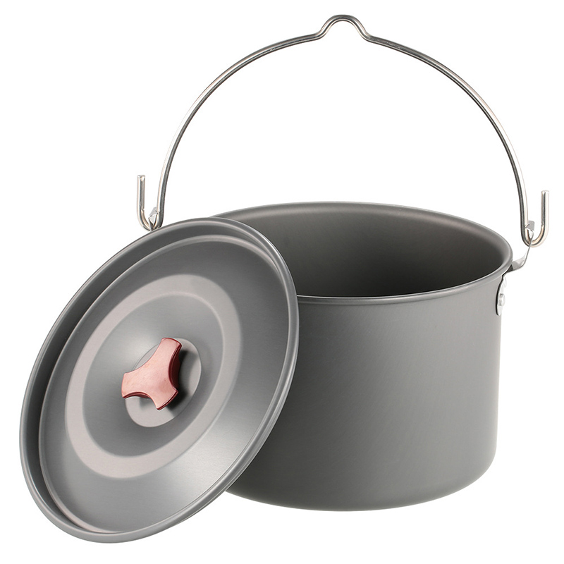 Camping Hanging Cooking Pot - หม้อแขวนสำหรับตั้งแคมป์ 4 ลิตร พร้อมขาตั้งสำหรับแขวนหม้อ ใช้กับเตาไฟกลางแจ้ง อุปกรณ์ทำอาหารสำหรับแคมป์ปิ้ง
