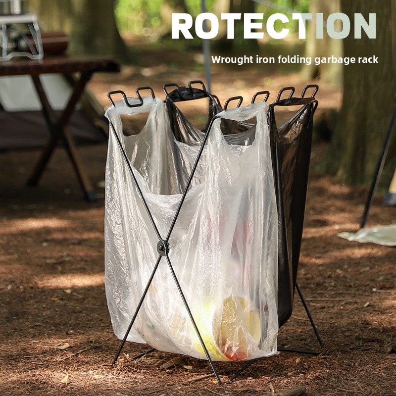 Camping Cooking Utensil Holder - ที่วางถุงขยะแบบพับได้, ที่วางถุงพลาสติกสำหรับตั้งแคมป์ ปิคนิค บาร์บีคิว ใช้ในบ้าน ห้องครัว