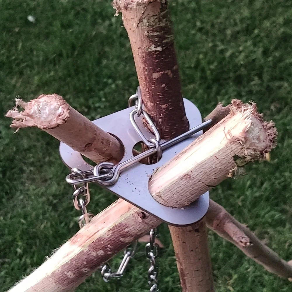 Camping Hanging Cooking Pot - บาร์บีคิวกลางแจ้งขาตั้งกล้องแบบพกพาที่ถอดออกได้แขวนสแตนเลส Camping Bonfire BBQ หม้อชุดขาตั้งกล้อง