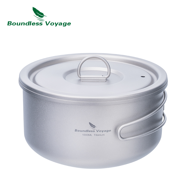 Camping Cooking Kitchen - Boundless Voyage ไทเทเนียม Camping หม้อพร้อมฝาปิด Ultralight