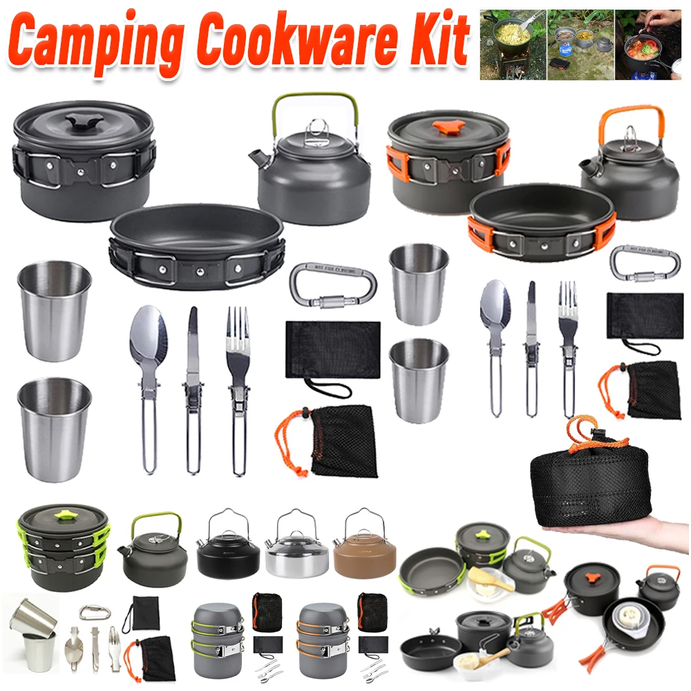 Camping Cooking Bowl - ชุดเครื่องครัวสำหรับตั้งแคมป์ กาต้มน้ำ หม้อ กระทะ ชุดเครื่องครัวแบบพกพา น้ำหนักเบา