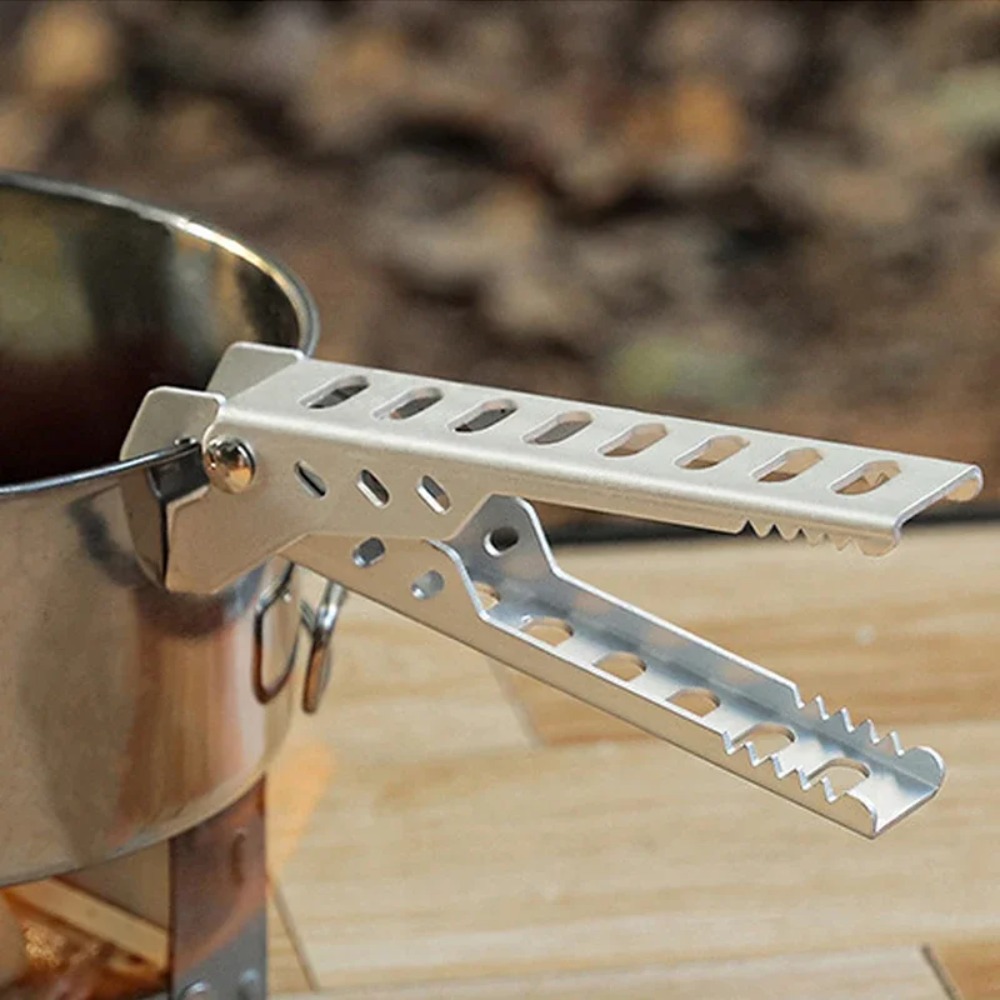 Camping Cooking Utensil Holder - ที่หนีบหม้ออะลูมิเนียมกันความร้อน อุปกรณ์จับหม้อสำหรับตั้งแคมป์ ที่หนีบกันลวก อุปกรณ์ครัวสำหรับเดินป่าและทำอาหาร