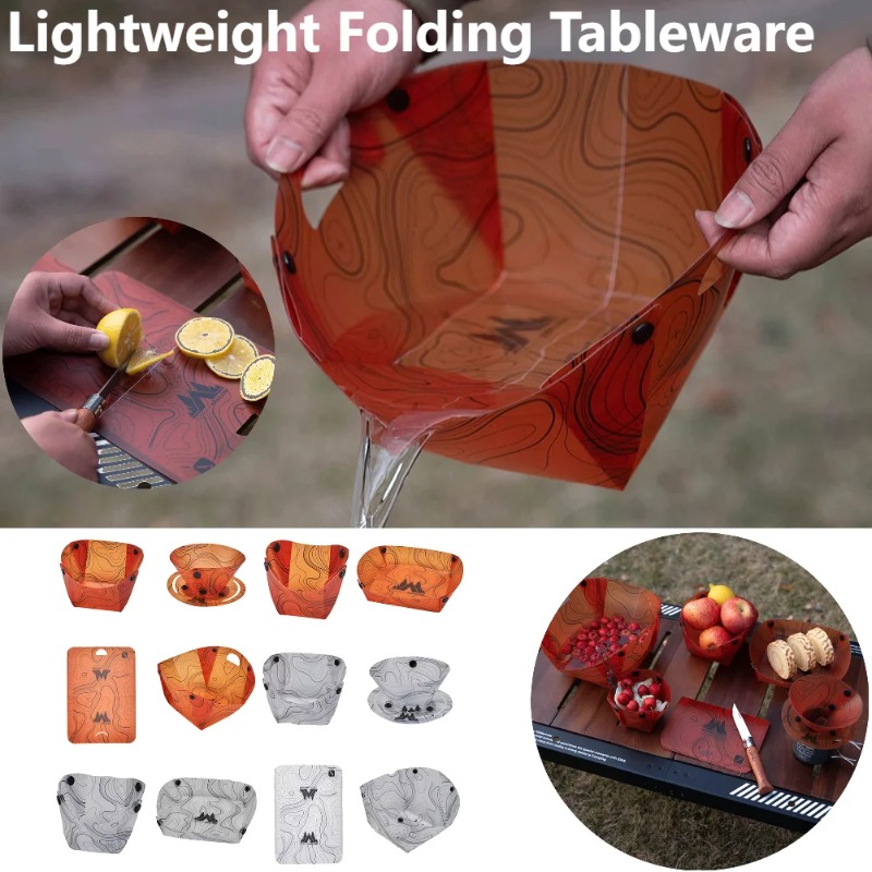 Camping Cooking Hot Plate - พับบนโต๊ะอาหารแบบพกพาชามจานชามกาแฟกรองทนความร้อนชุดจานชาม Camp อุปกรณ์ทําอาหาร