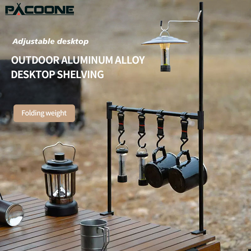 Camping Cooking Utensil Holder - ใหม่Campingชั้นวางIGTโคมไฟขาตั้งบนโต๊ะอาหารปิกนิกแขวนRacksแบบพกพาอลูมิเนียมที่ถอดออกได้Lightแขวนขาตั้ง