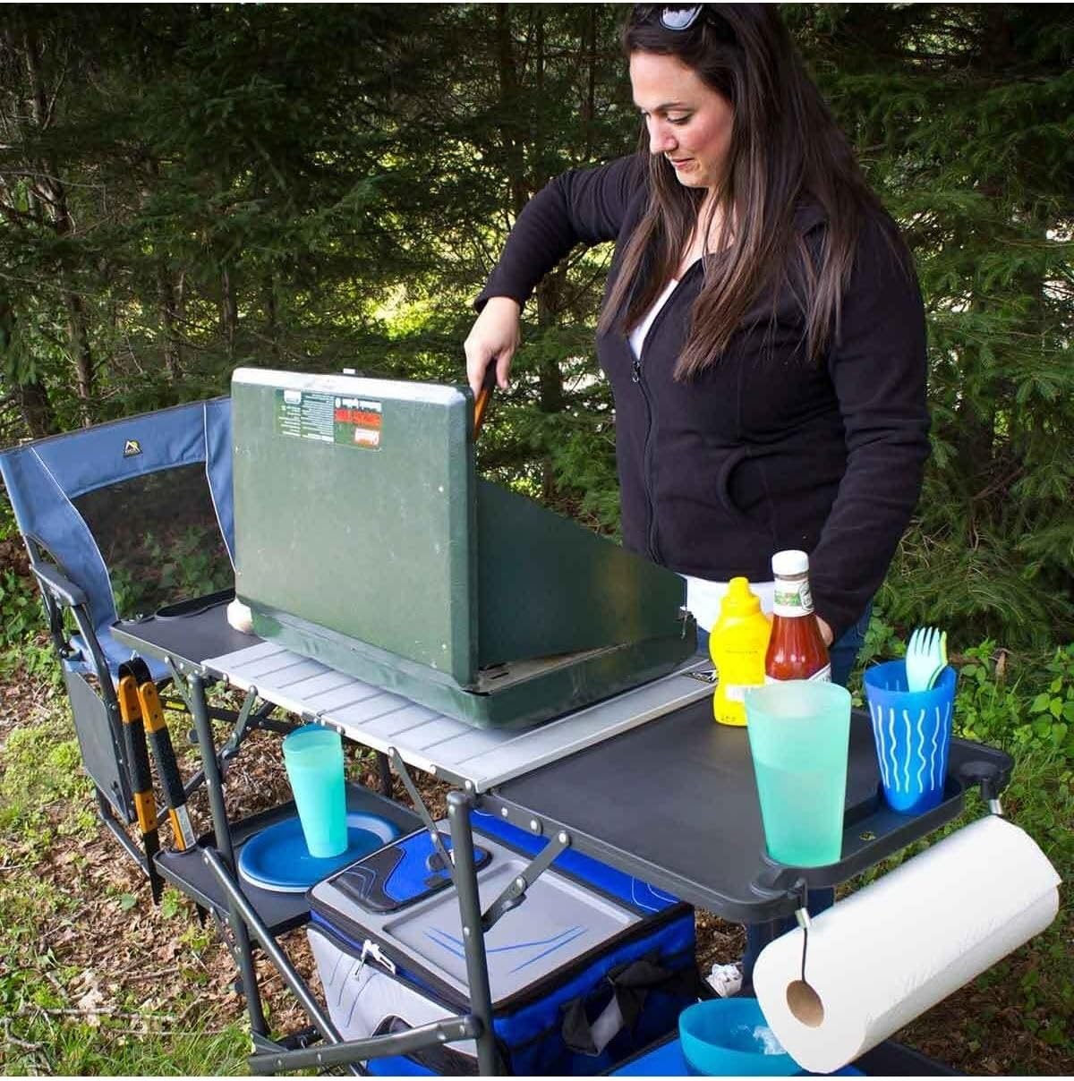 โต๊ะครัวพับได้แบบพกพาสำหรับตั้ - Camping Cooking Kitchen บทวิจารณ์และราคา