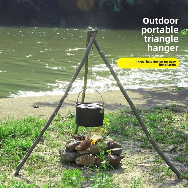 ชุดขาตั้งหม้อสแตนเลสแบบพกพาสำห - Camping Hanging Cooking Pot บทวิจารณ์และราคา