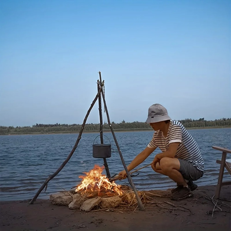 ชุดขาตั้งหม้อสแตนเลสแบบพกพาสำห - Camping Hanging Cooking Pot บทวิจารณ์และราคา