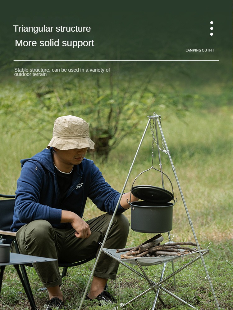 โครงเหล็กสามขาสำหรับตั้งแคมป์บ - Camping Hanging Cooking Pot บทวิจารณ์และราคา
