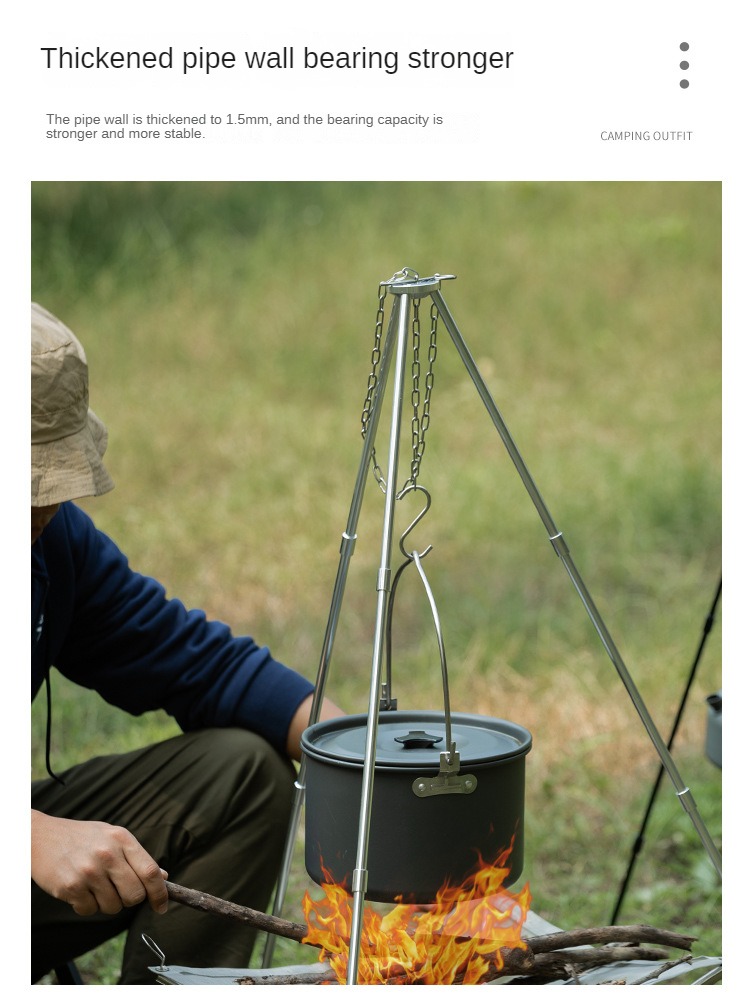 โครงเหล็กสามขาสำหรับตั้งแคมป์บ - Camping Hanging Cooking Pot บทวิจารณ์และราคา