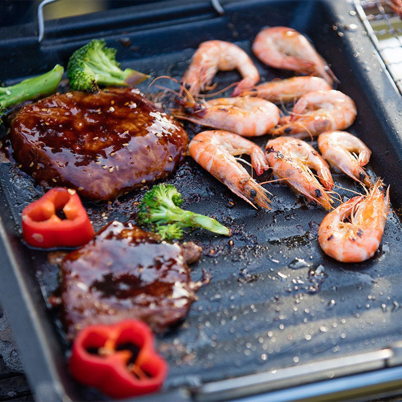 กระทะย่างทรงสี่เหลี่ยมหนาสำหรั - Camping Cooking Griddle บทวิจารณ์และราคา