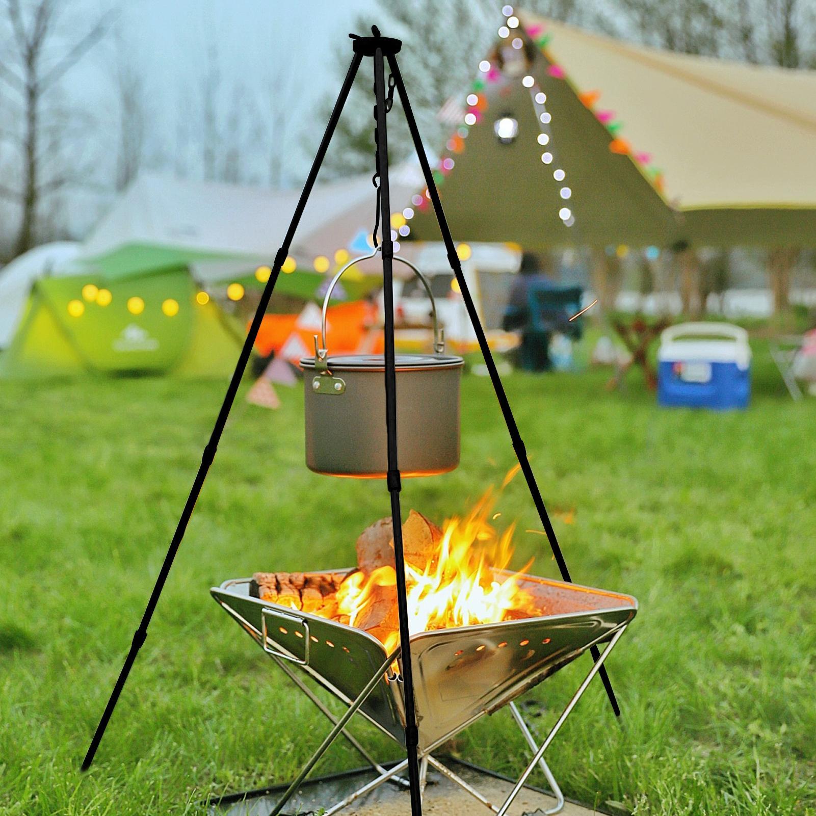 ขาตั้งเตาไฟกลางแจ้งแบบพกพาขนาด - Camping Hanging Cooking Pot บทวิจารณ์และราคา
