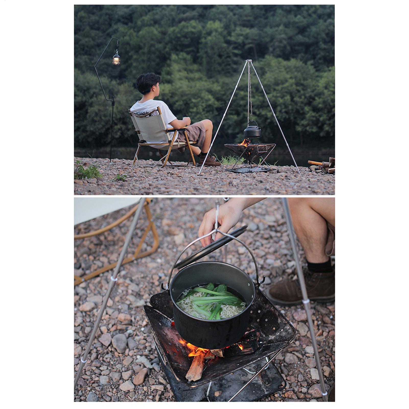 ขาตั้งเตาไฟกลางแจ้งแบบพกพาขนาด - Camping Hanging Cooking Pot บทวิจารณ์และราคา