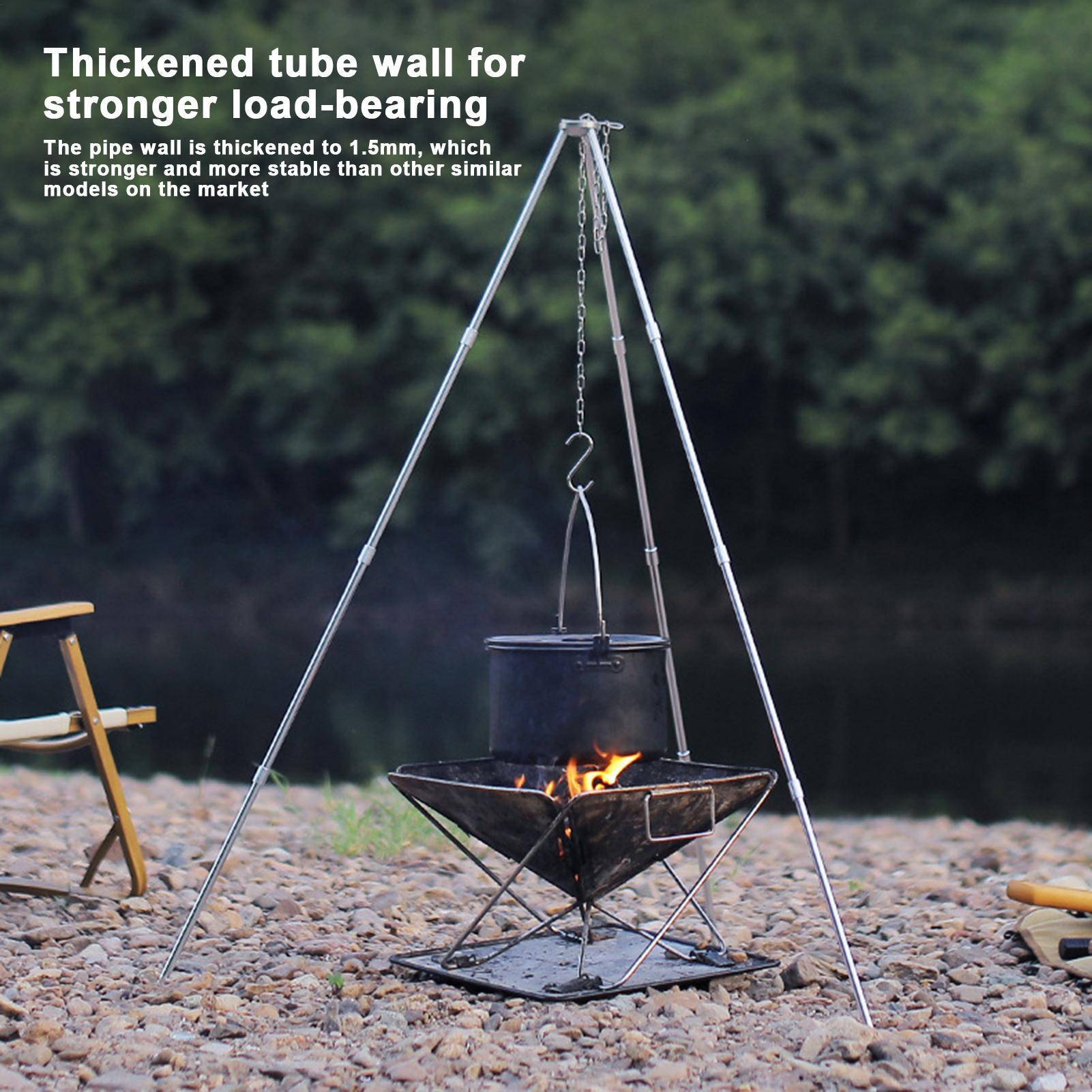 ขาตั้งเตาไฟกลางแจ้งแบบพกพาขนาด - Camping Hanging Cooking Pot บทวิจารณ์และราคา