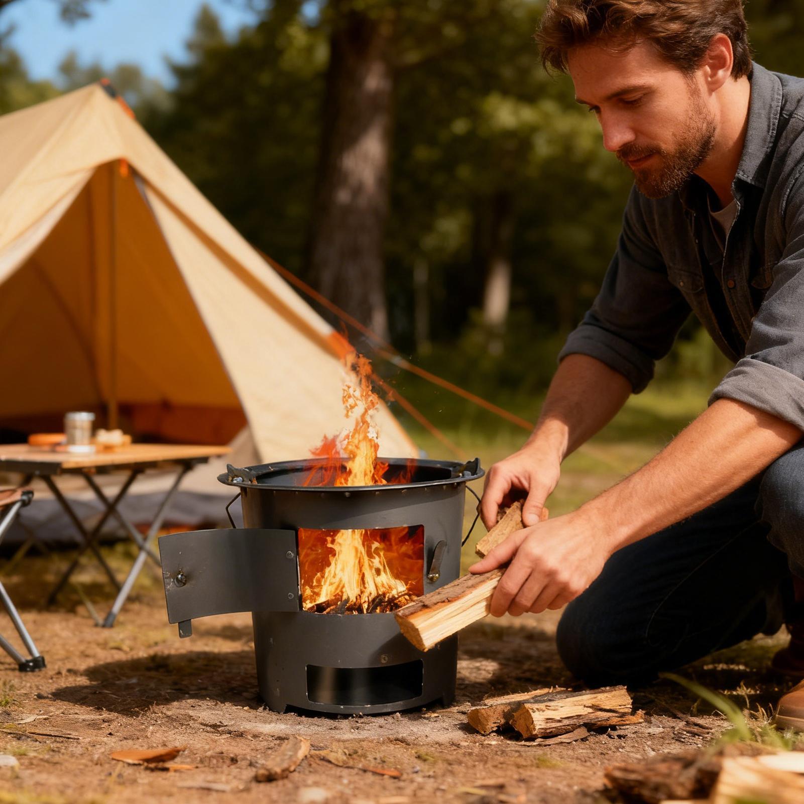 เตาจรวดพกพาสำหรับตั้งแคมป์ อุป - Camping Cooking Gas Stove Portable Tool บทวิจารณ์และราคา